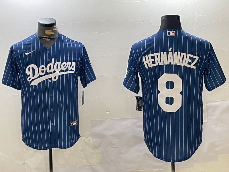 Men Los Angeles Dodgers #8 Hernandez Blue Stripe Game 2024 Nike MLB Jersey style 1120->los angeles dodgers->MLB Jersey